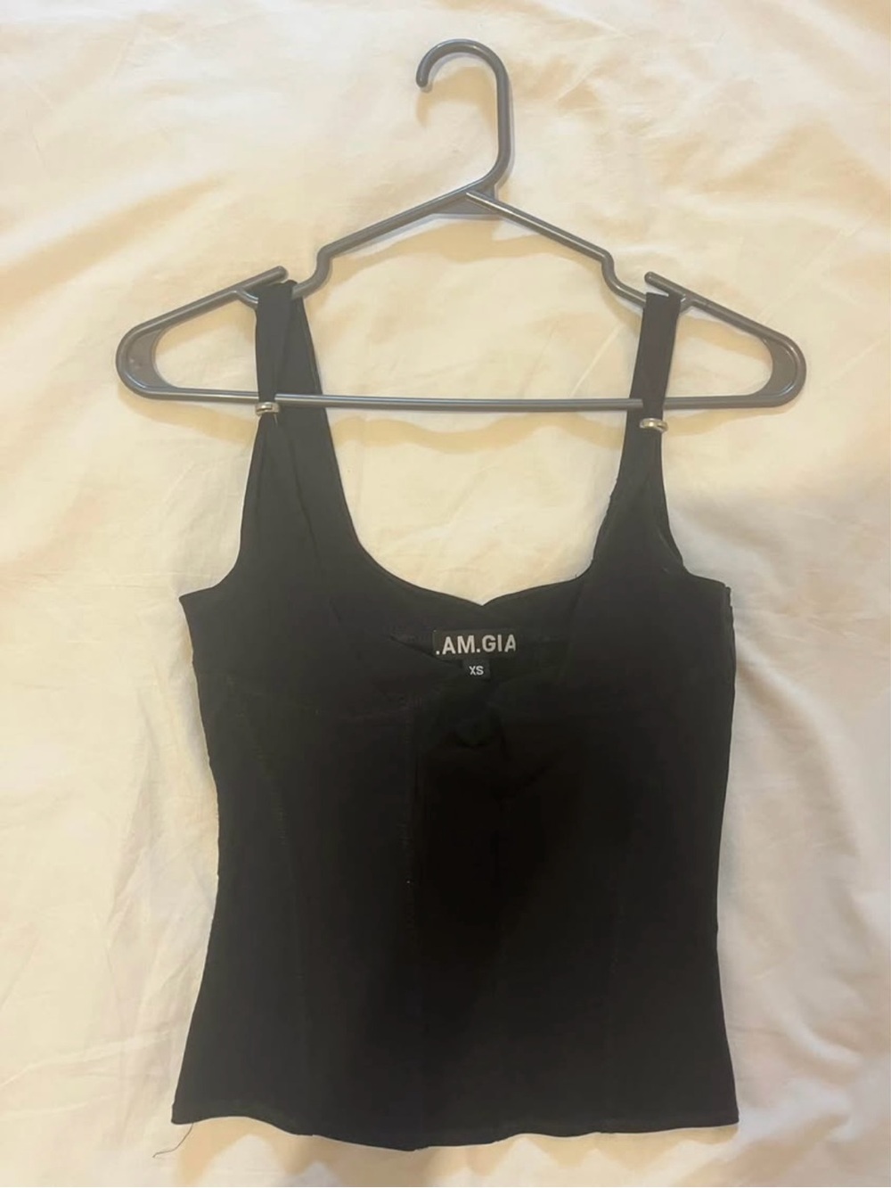 I.AM.GIA Black Square Neck Tank